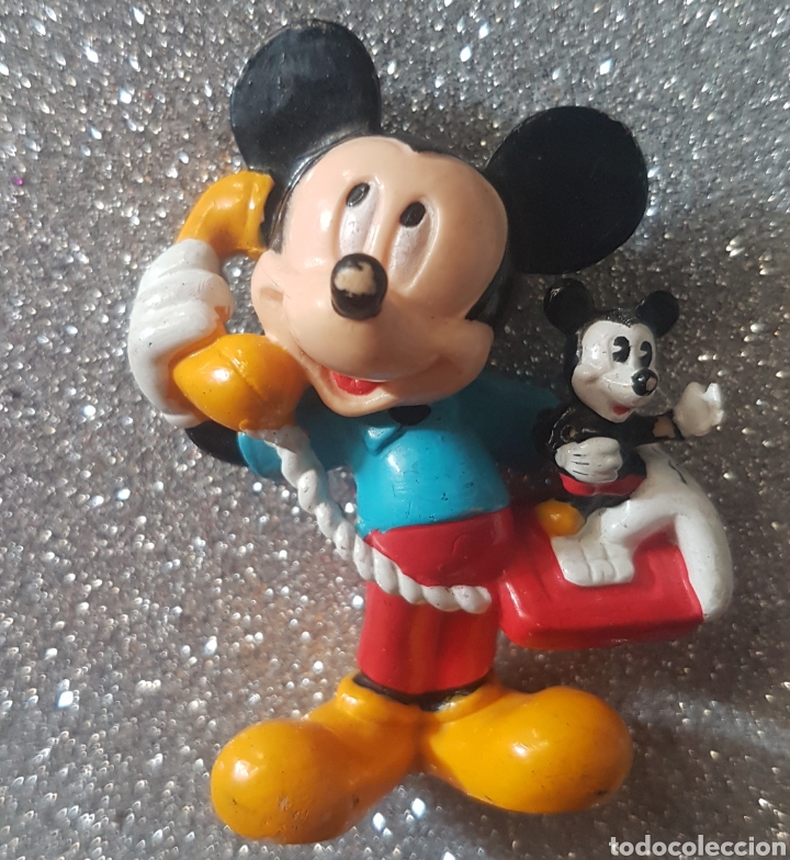 Coleccionismo: Mu&ntilde;eco o figura Mickey Mouse de Disney con telefono. Pvc Applause