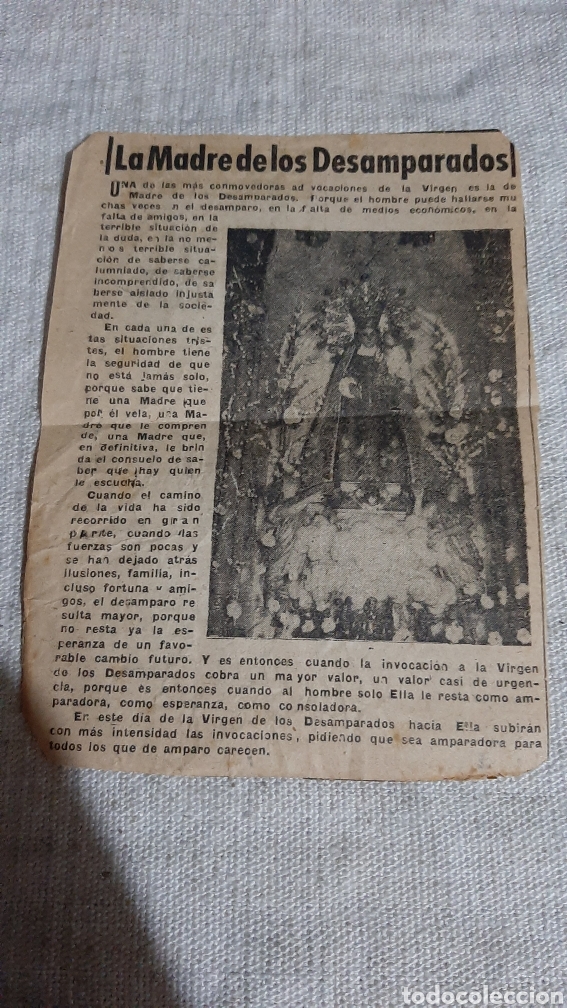 Collezionismo: RECORTE PERI&Oacute;DICO LA MADRE DE LOS DESAMPARADOS /dorso publicidad AGUAS SOUSAS Y BARRAS LETRICAS BEGA