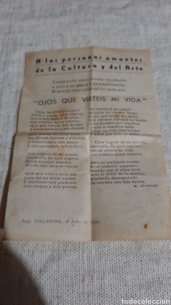 Sammelleidenschaft Papier: IMOREBTA VILLABINA GIJ&Oacute;N CULTURA FIELES VENTA VERSOS OJOS QUE VISTEIS MI VIDA