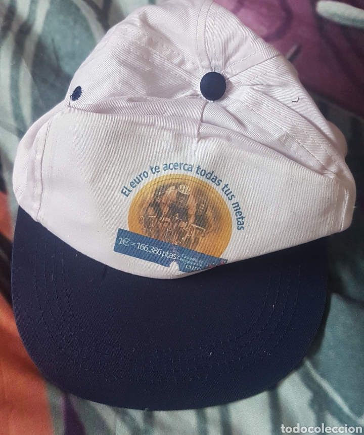 Coleccionismo: Gorra El Euro te acerca todas tus metas ciclismo ciclista blanca y azul