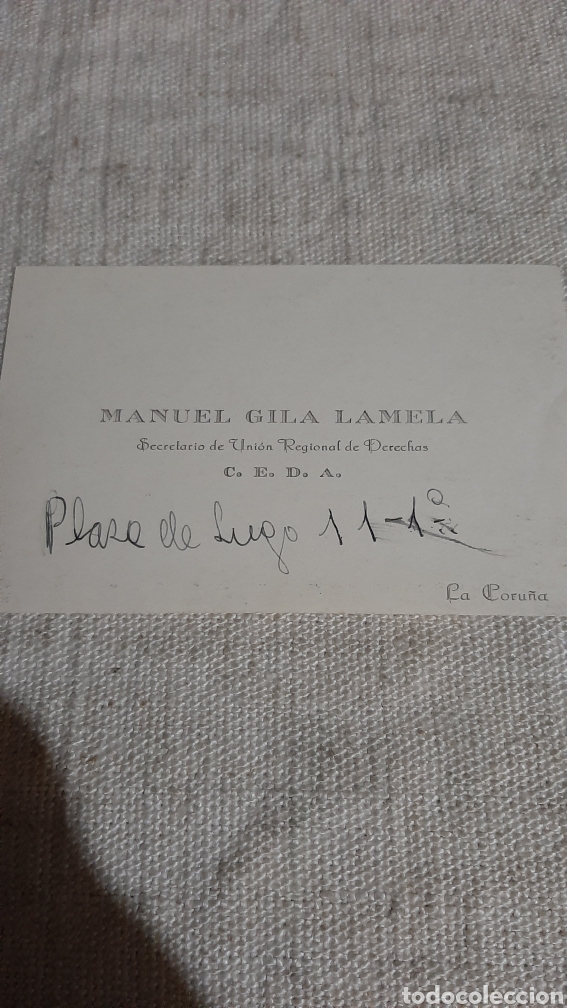 Collectionnisme: LA CORU&Ntilde;A SECRETARIO UNION REGIONAL DERECHOS CEDA TARJETA VISITA