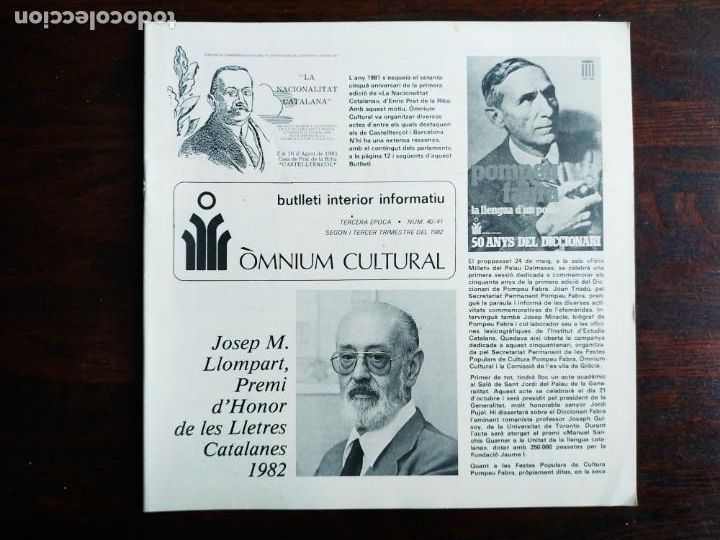 Sammelleidenschaft Papier: Una revista n&ordm; 40/41 de Omnium Cultural butllet&iacute; informatiu tercera &egrave;poca 1982 tambe disposa n&ordm; 42