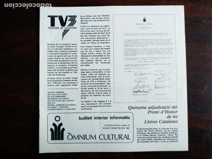Coleccionismo: Una revista n&ordm; 45 de Omnium Cultural butllet&iacute; informatiu, Creacio TV-3, 1983 tambe disposa del n&ordm; 44