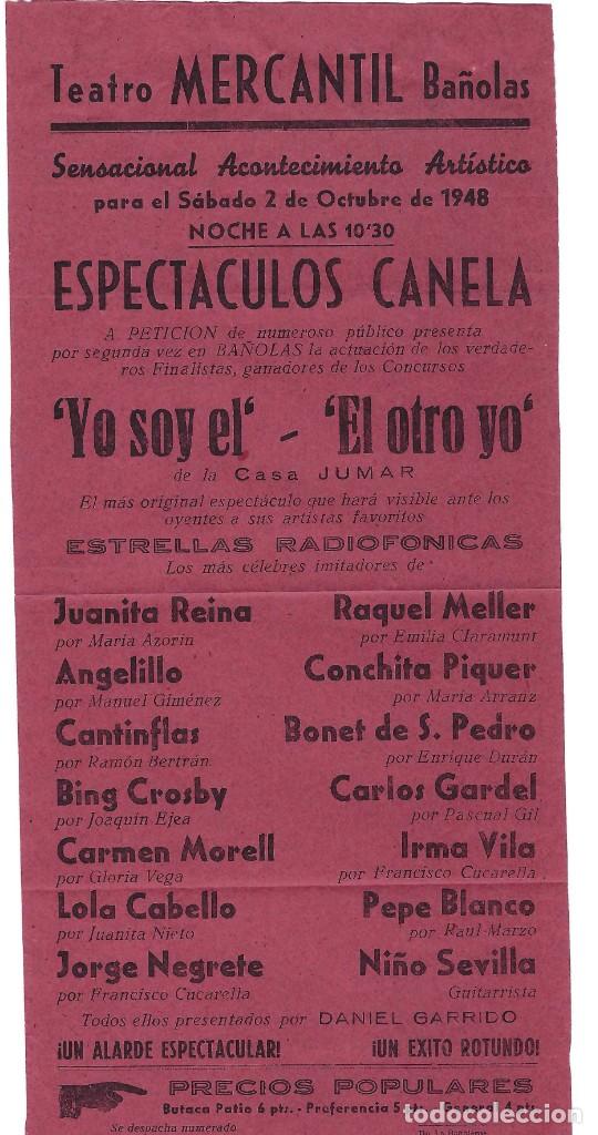 Coleccionismo: PROGRAMA- TEATRO MERCANTIL DE BA&Ntilde;OLAS. ESPECTACULOS CANELA... YO SOY EL- EL OTRO YO. 1948