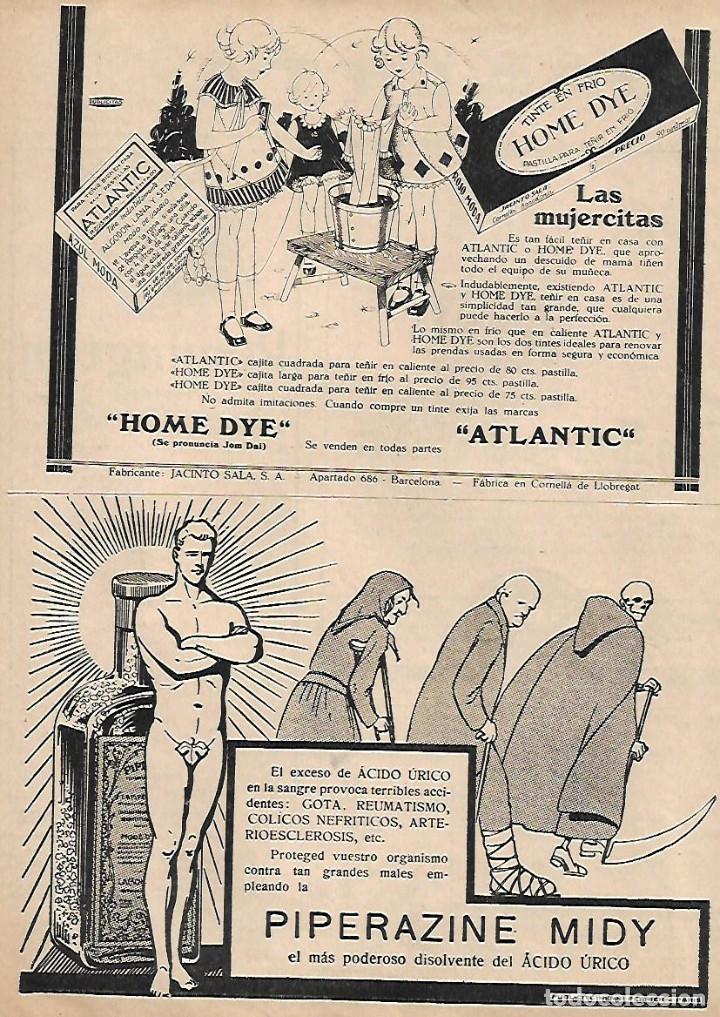 Coleccionismo: A&Ntilde;O 1929 RECORTE PRENSA PUBLICIDAD TINTE PARA LA ROPA HOME DYE ATLANTIC