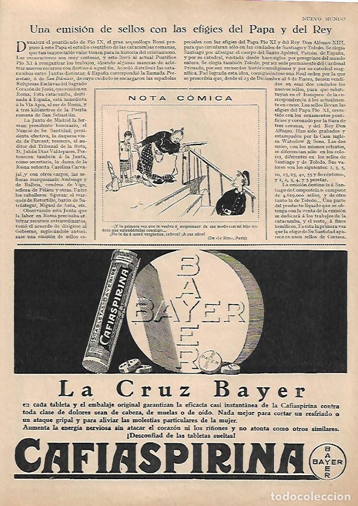 Sammelleidenschaft Papier: A&Ntilde;O 1929 RECORTE PRENSA PUBLICIDAD CAFIASPIRINA LA CRUZ DE BAYER PRODUCTOS FARMACEUTICOS CALMANTE