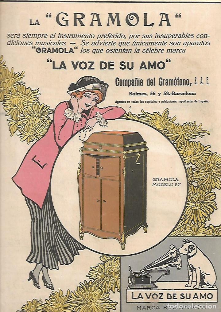 Coleccionismo: A&Ntilde;O 1919 RECORTE PRENSA PUBLICIDAD LA GRAMOLA GRAMOFONO LA VOZ DE SU AMO MUSICA