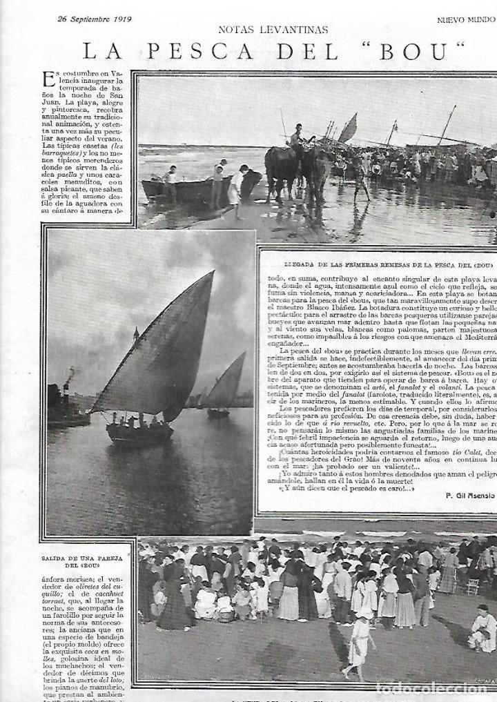 Collectionnisme: A&Ntilde;O 1919 RECORTE PRENSA LEVANTE VALENCIA LA PESCA DEL BOU VENTA PESCADO EN LA PLAYA