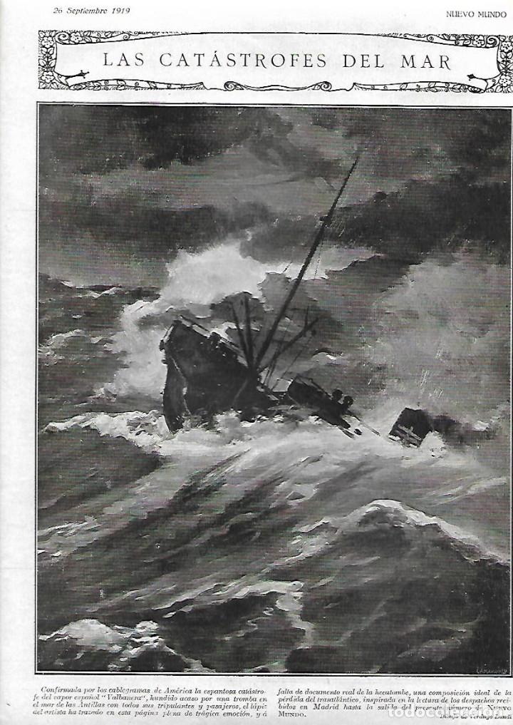 Coleccionismo: A&Ntilde;O 1919 CATASTROFE DEL MAR HUNDIMIENTO VAPOR ESPA&Ntilde;OL VALBANERA DIBUJO VERDUGO LANDI