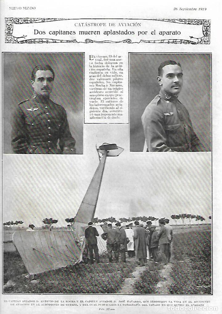 Sammelleidenschaft Papier: A&Ntilde;O 1919 HOJA NOTICIA CATASTROFE AVIACION MUERTE ANTONIO DE LA ROCHA JOSE NAVARRO AERODROMO GETAFE