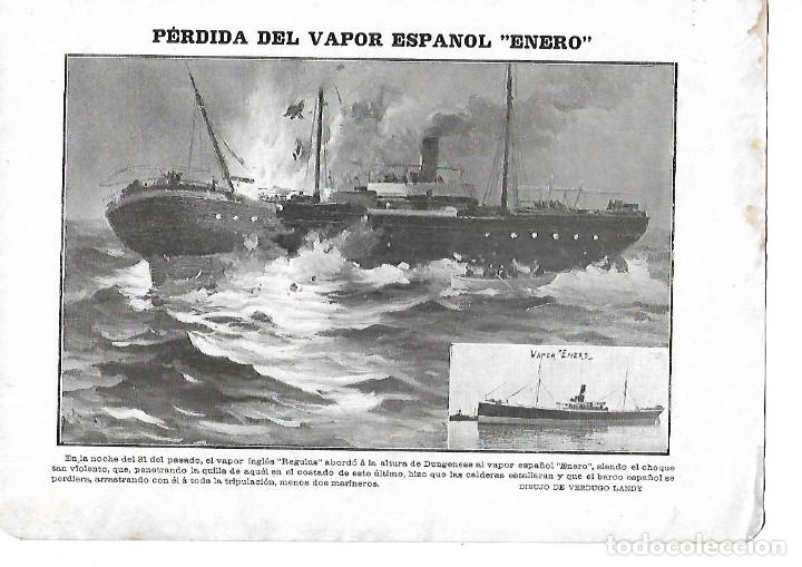 Coleccionismo: A&Ntilde;O 190? RECORTE PRENSA PERDIDA DEL VAPOR ESPA&Ntilde;OL ENERO ABORDADO VAPOR INGLES REGULUS BARCO