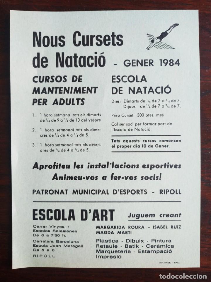 Coleccionismo: Nous cursets de nataci&oacute; i per adults a la piscina municipal de Ripoll gener 1984,