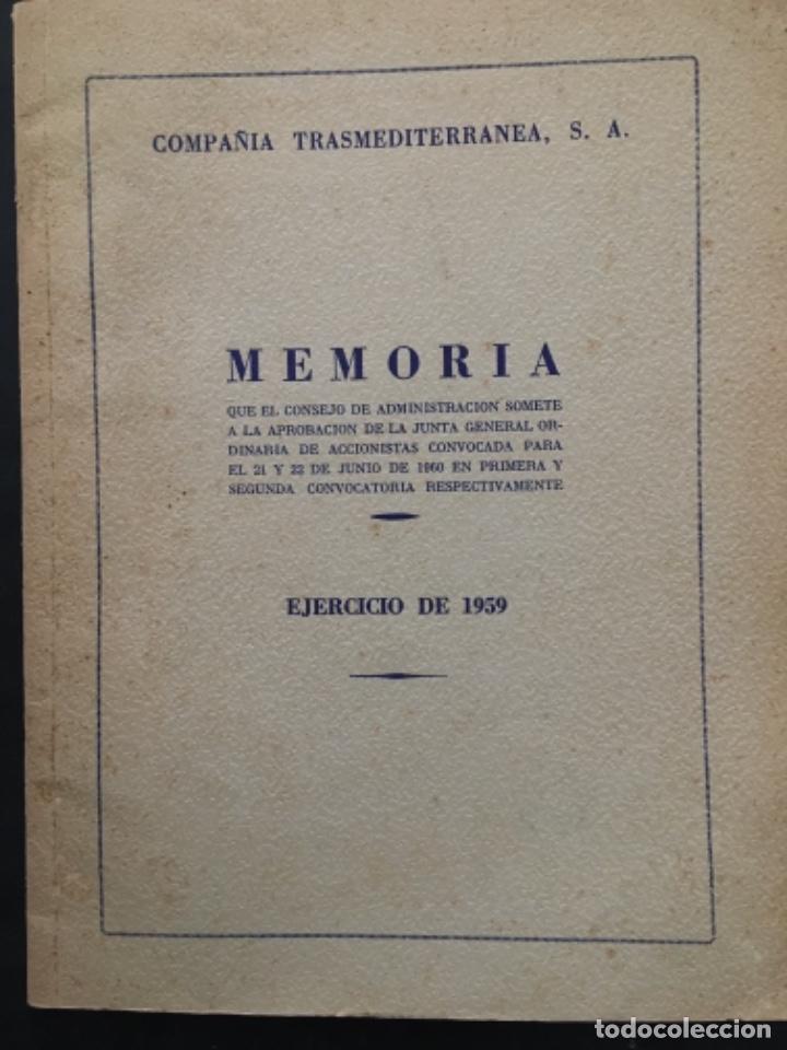 Coleccionismo: COMPA&Ntilde;IA TRANSMEDITERRANEA, MEMORIA EJERCICIO 1959