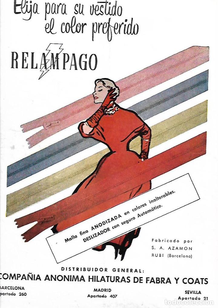 Sammelleidenschaft Papier: A&Ntilde;O 1956 RECORTE PRENSA PUBLICIDAD CREMALLERA RELAMPAGO AZAMON RUBI HILATURAS FABRA Y COATS COSTURA