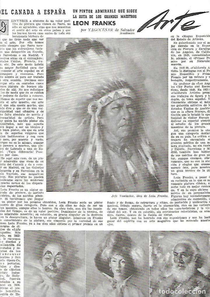 Colecionismo: A&Ntilde;O 1956 RECORTE PRENSA PINTURA PINTOR LEON FRANKS JEFE YOWLACHIE INDIO PAYASO VIEJO HINDU