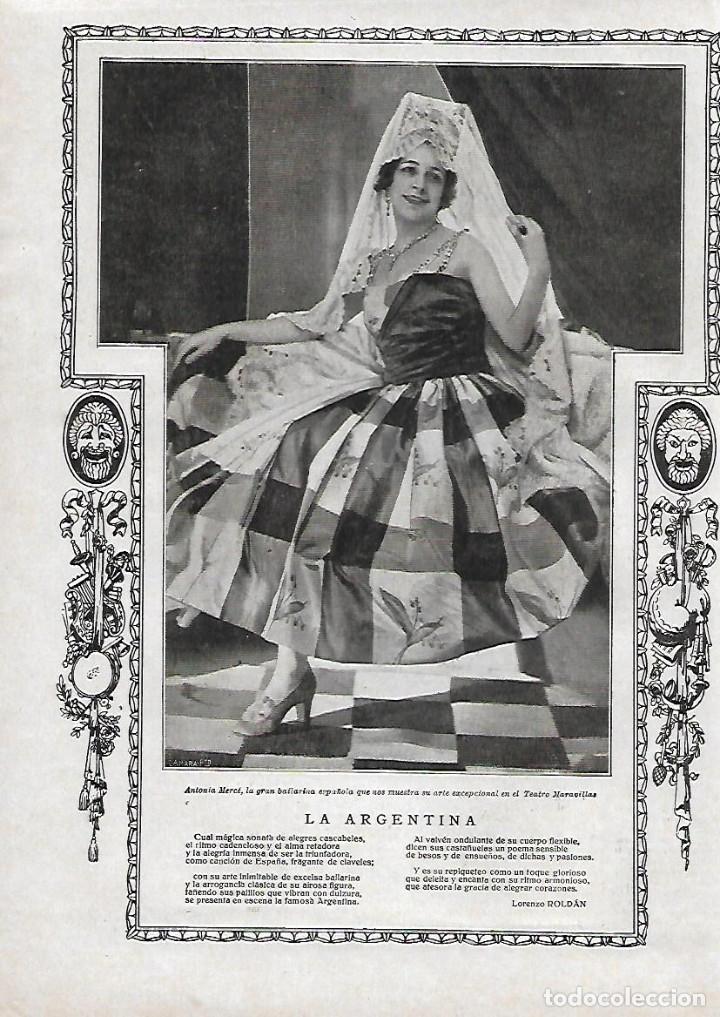 Sammelleidenschaft Papier: A&Ntilde;O 1923 RECORTE PRENSA ANTONIA MERCE LA ARGENTINA BAILARINA TEATRO MARAVILLAS POESIA LORENZO ROLDAN