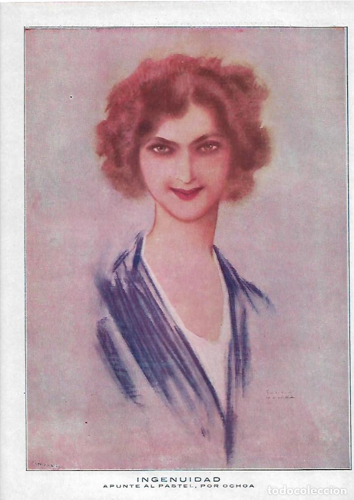 Collectionnisme: A&Ntilde;O 1923 RECORTE PRENSA PINTURA DIBUJO APUNTE AL PASTEL POR OCHOA INGENUIDAD