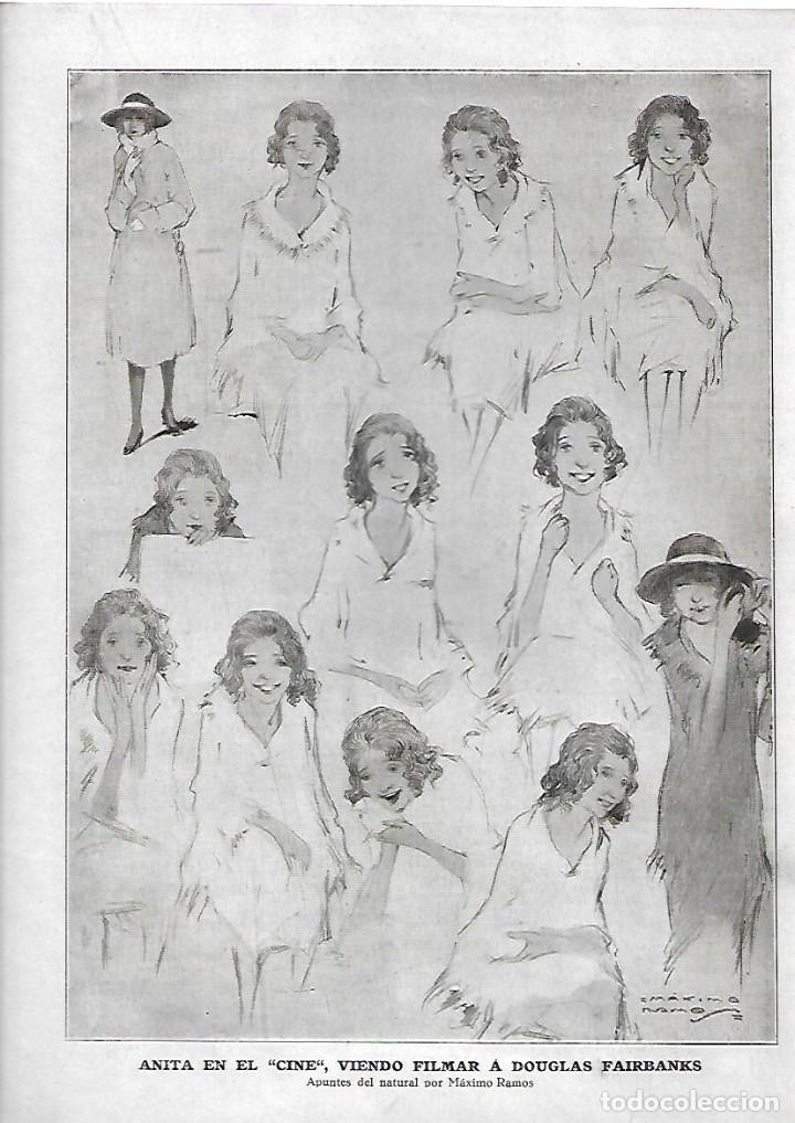 Collectionnisme: A&Ntilde;O 1923 DIBUJO APUNTES DEL NATURAL MAXIMO RAMOS ANITA EN EL CINE VIENDO FILMAR DOUGLAS FAIRBANKS