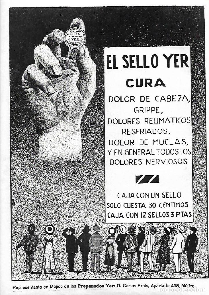 Sammelleidenschaft Papier: A&Ntilde;O 1919 RECORTE PRENSA PUBLICIDAD SELLO YER CALMANTE DOLOR DE CABEZA
