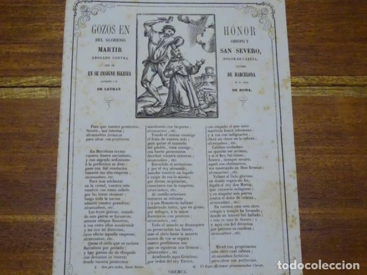 Colecionismo: GOIG-ALABANZA SAN SEVERO.IMP. VIUDA BASSAS.1866
