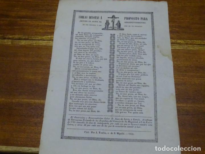 Sammelleidenschaft Papier: GOIG-ALABANZA COPLAS DEVOTAS.VICH. J. TRULLAS 1850.