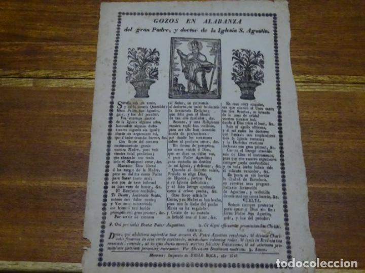 Coleccionismo: GOIG-ALABANZA DEL GRAN PADRE SAN AGUST&Iacute;N.MANRESA.PABLO ROCA.1848.