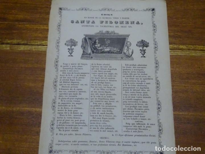 Sammelleidenschaft Papier: GOIG-ALABANZA DE SANTA FILOMENA.MANRESA. PAU ROCA. 1866.