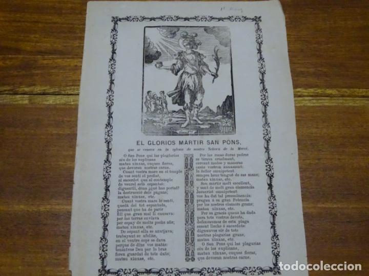 Sammelleidenschaft Papier: GOIG-ALABANZA DE EL M&Aacute;RTIR SAN PONS. IMP. DE VILLALONGA. SIGLO XIX.