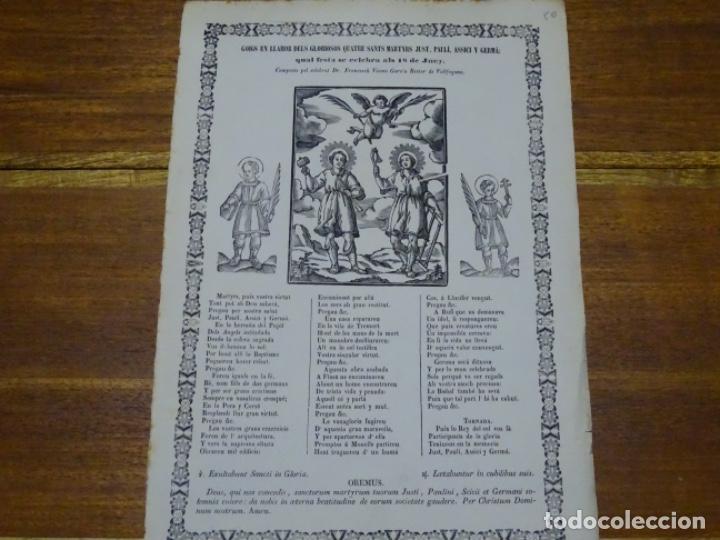 Collezionismo: GOIG-ALABANZA DELS QUATRE SANTS MARTYRS JUST,PAULISTA,ASSICI Y GERMA.TORRAS.1871.