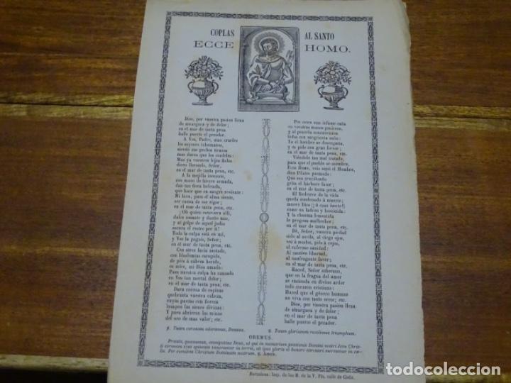 Collezionismo: GOIG-ALABANZA COPLAS AL SANTO ECCE HOMO.BARCELONA. H. DE LA V. PLA.SIGLO XIX.