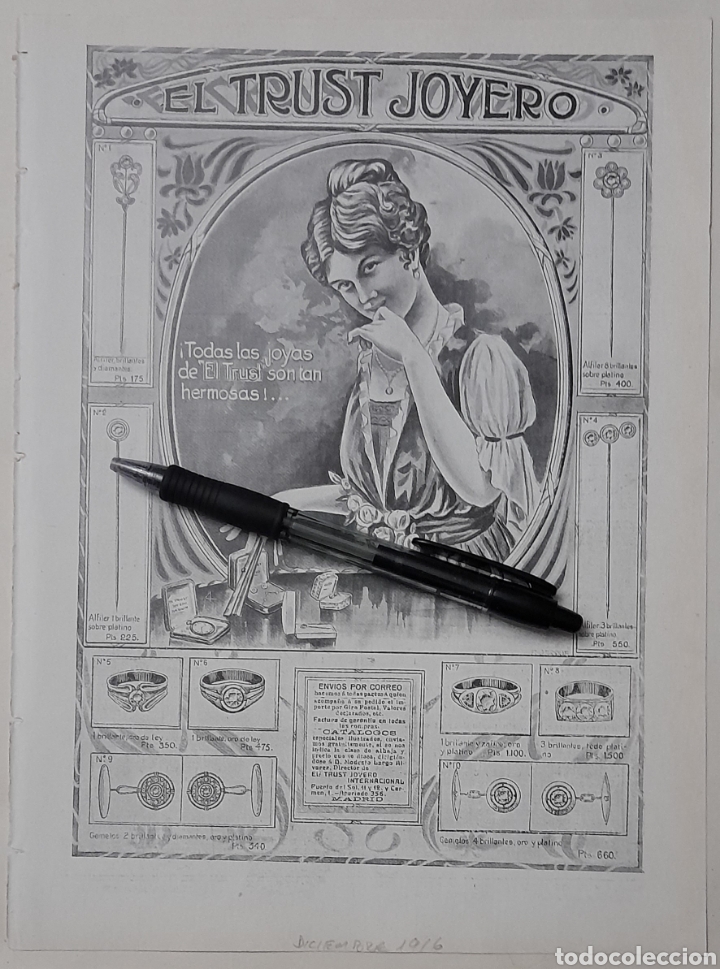 Coleccionismo: EL TRUST JOYERO. Hoja con publicidad. 1916