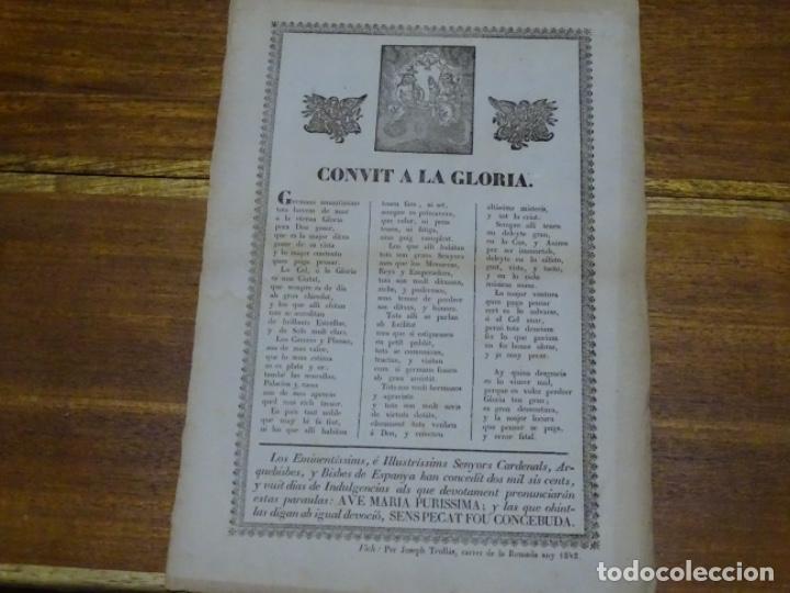 Coleccionismo: GOIG-ALABANZA CONVIT A LA GLORIA. VICH.JOSEPH TRULLAS.1842.