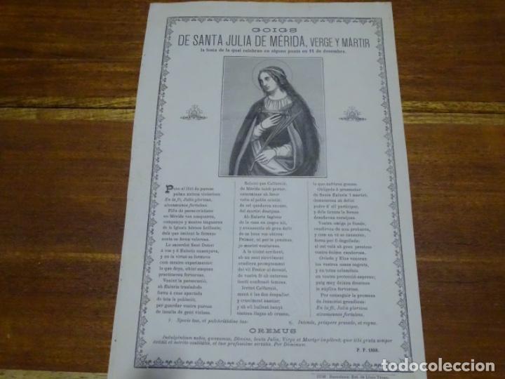 Coleccionismo: GOIG-ALABANZA A SANTA JULIA DE MERIDA.BARCELONA.LLU&Iacute;S TASSO.1888.