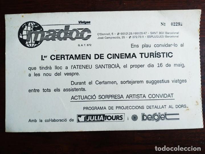 Coleccionismo: 1&ordm; certamen de cinema Tur&iacute;stic al Ateneu santboi&agrave; de Sant Boi de Llobregat. anys 80&acute;s