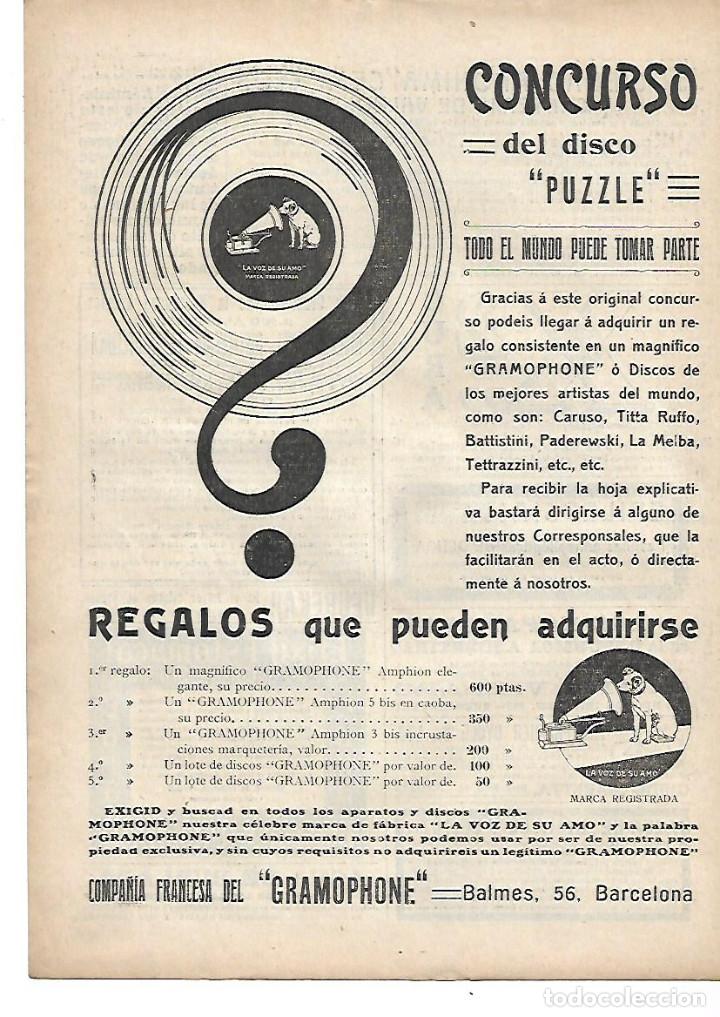Sammelleidenschaft Papier: A&Ntilde;O 1912 RECORTE PRENSA PUBLICIDAD BASES CONCURSO DISCO PUZZLE GRAMOPHONE LA VOZ DE SU AMO GRAMOFONO
