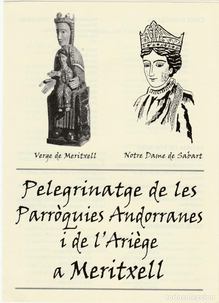 Coleccionismo: GOIGS NTRA SRA MERITXELL - PELEGRINATGE PARROQUIES ANDORRANES I L&acute;ARIEGE N. DAME DE SABART - ANDORRA