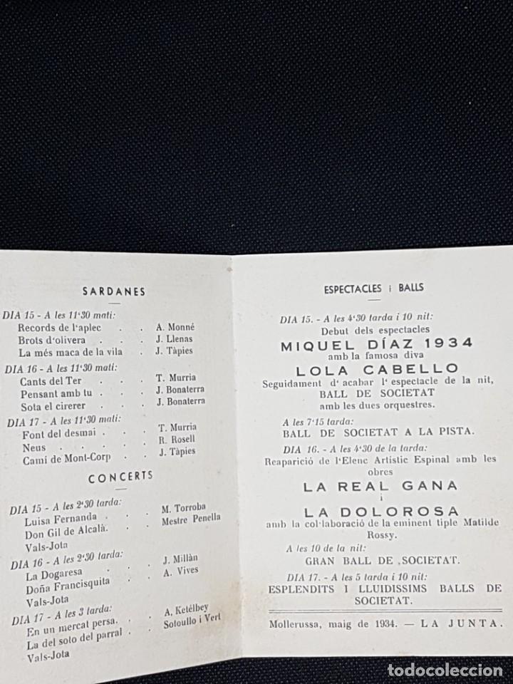 Coleccionismo: Programa FESTA MAJOR DE MOLLERUSA 1934 - Foto 3