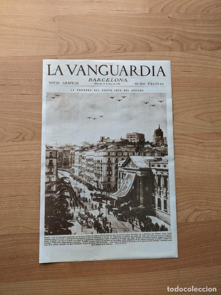 Coleccionismo: REPRODUCCI&Oacute;N PORTADA DE LA VANGUARDIA A&Ntilde;O 1936 L&Aacute;MINA N&ordm; 50 &laquo;AZA&Ntilde;A, PRESIDENTE DE LA REPUBLICA&raquo;