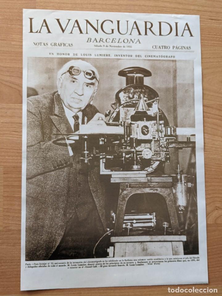 Coleccionismo: REPRODUCCI&Oacute;N PORTADA DE LA VANGUARDIA A&Ntilde;O 1935 L&Aacute;MINA N&ordm; 42 &laquo;LOUIS LUMI&Egrave;RE&raquo;