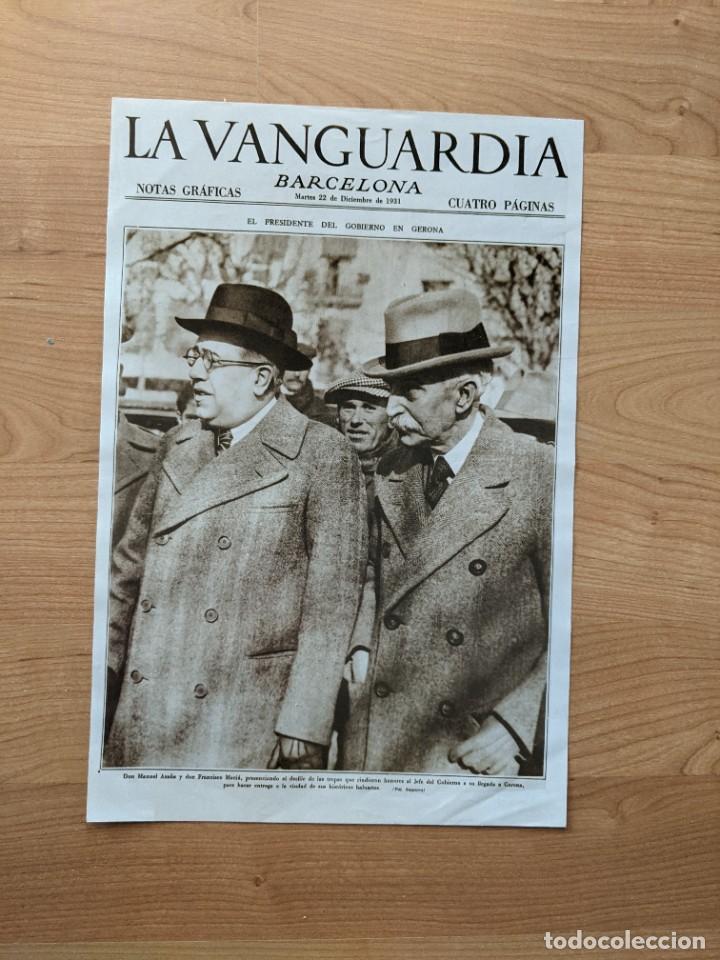 Coleccionismo: REPRODUCCI&Oacute;N PORTADA DE LA VANGUARDIA A&Ntilde;O 1931 L&Aacute;MINA N&ordm; 17 &laquo;PRESIDENTE AZ&Ntilde;A EN GERONA&raquo;