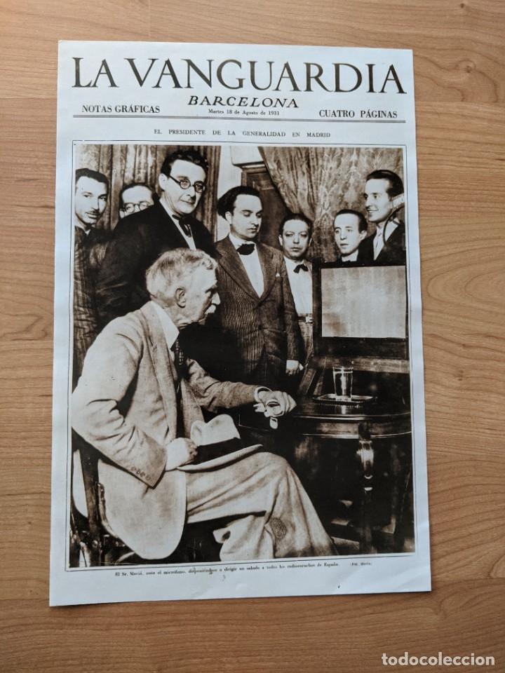 Coleccionismo: REPRODUCCI&Oacute;N PORTADA DE LA VANGUARDIA A&Ntilde;O 1931 L&Aacute;MINA N&ordm; 14 &laquo;PRESIDENTE FRANCISCO MACI&Agrave; EN MADRID&raquo;