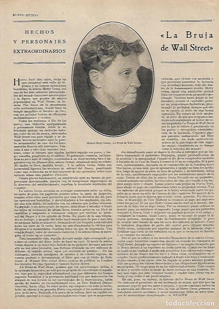Sammelleidenschaft Papier: A&Ntilde;O 1930 RECORTE PRENSA MISTRES HETTY GREEN LA BRUJA DE WALL STREET