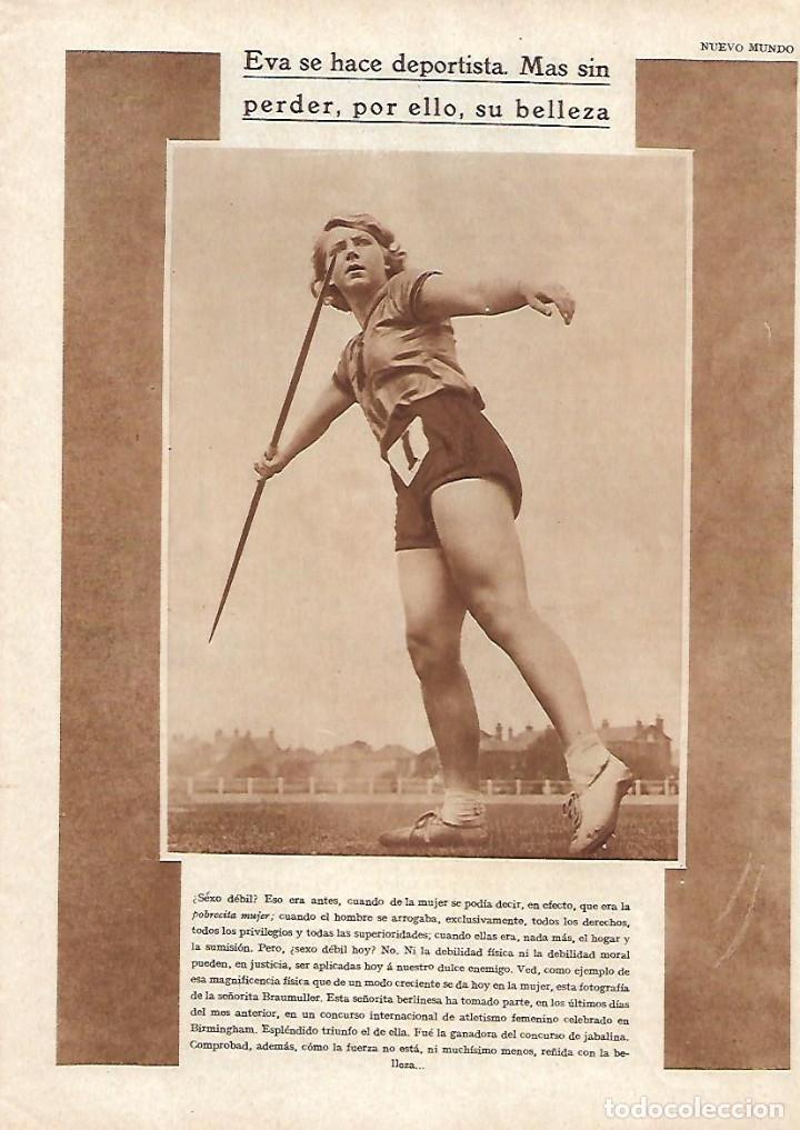 Coleccionismo: A&Ntilde;O 1930 RECORTE PRENSA DEPORTES ATLETISMO FEMENINO JABALINA ATLETA BRAUMULLER BIRMINGHAM