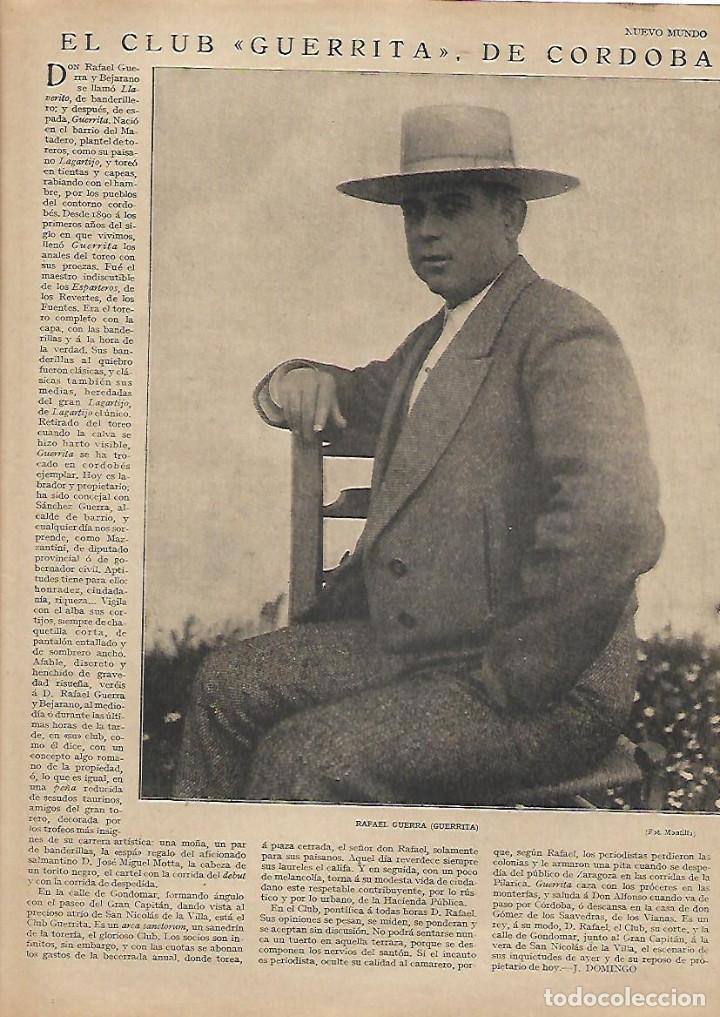Coleccionismo: A&Ntilde;O 1930 RECORTE PRENSA CLUB GUERRITA DE CORDOBA TOROS TOREO TORERO RAFEL GUERRA