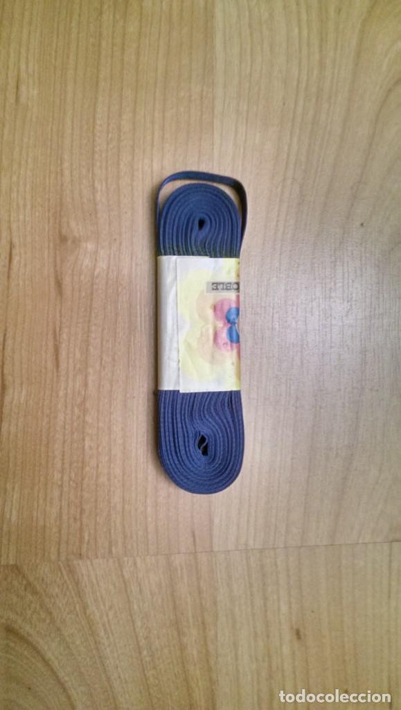 Collectionnisme: CINTA SAT&Eacute;N DOBLE AZUL PRUSIA 1 CM. ANCHO X 10 METROS