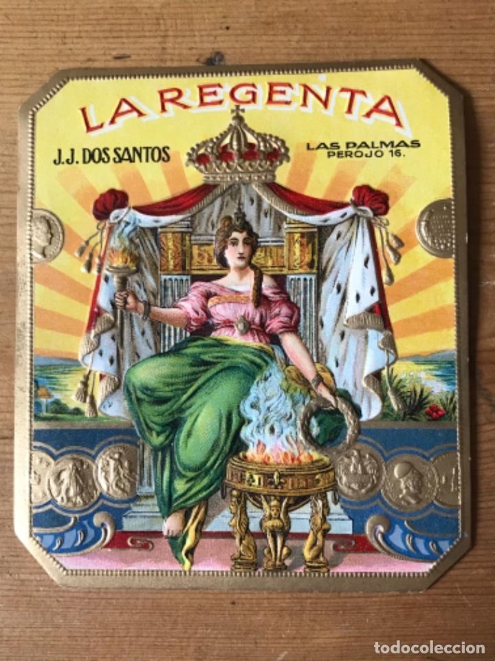 Coleccionismo: ETIQUETA DE TABACOS LA REGENTA. LAS PALMAS . MUCHO RELIEVE. ORIGINAL