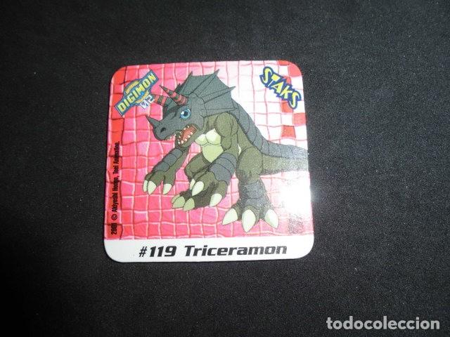 Coleccionismo: STAKS DIGIMON DIGITAL MONSTERS 02 - N&ordm; 119 - TRICERAMON - PANINI 2001- MUY BUEN ESTADO.