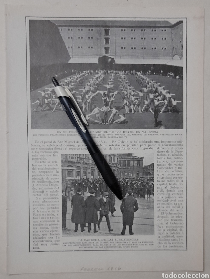 Coleccionismo: EN EL PENAL DE SAN MIGUEL DE LOS REYES, EN VALENCIA.LA CAREST&Iacute;A DE LAS SUBSISTENCIAS en Oviedo.1916
