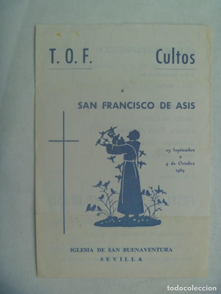 Coleccionismo: T.O.F. - CULTOS A SAN FRANCISCO DE ASIS : PROGRAMA . IGLESIA DE SAN BUENAVENTURA. SEVILLA, 1969