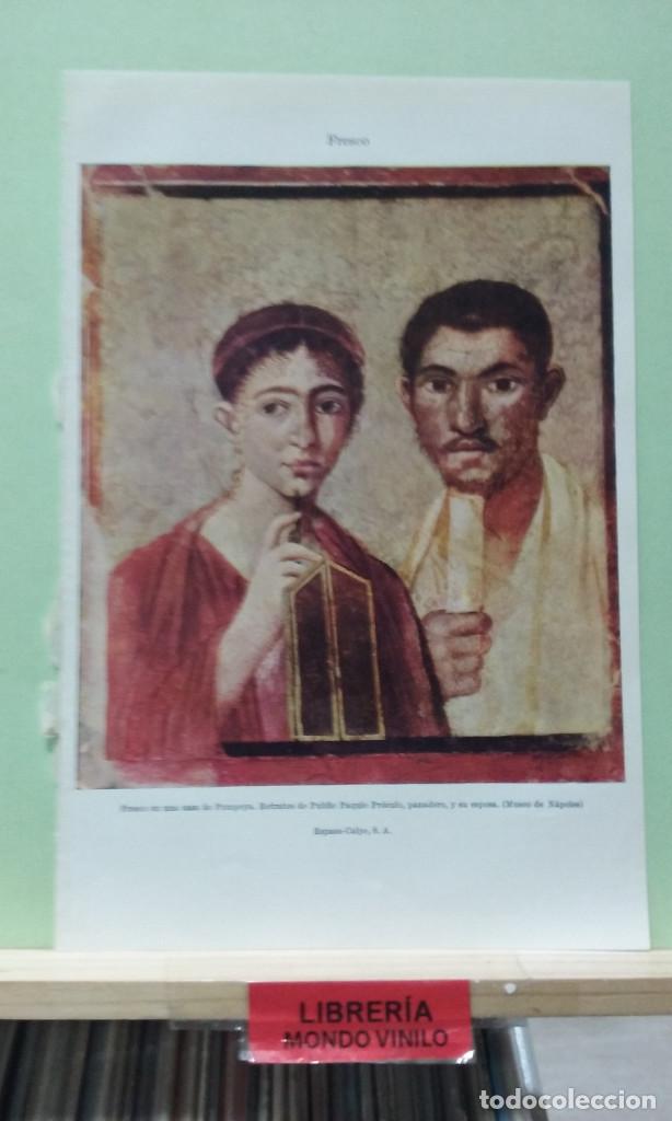 Coleccionismo: LMV - L&aacute;mina, fresco en una casa de Pompeya, 16x24 cm